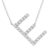 Absolute Sterling Silver Pavé Initial "E" Necklace, 18"